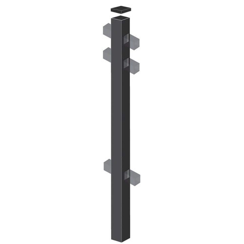 Cascade Heavy-Duty 2-1/2in x 2-1/2in x 5-7/8 ft. Black Aluminum Fence ...