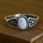 Size 7.5, vintage southwestern Sterling 925 silver handmade ring with oval opal