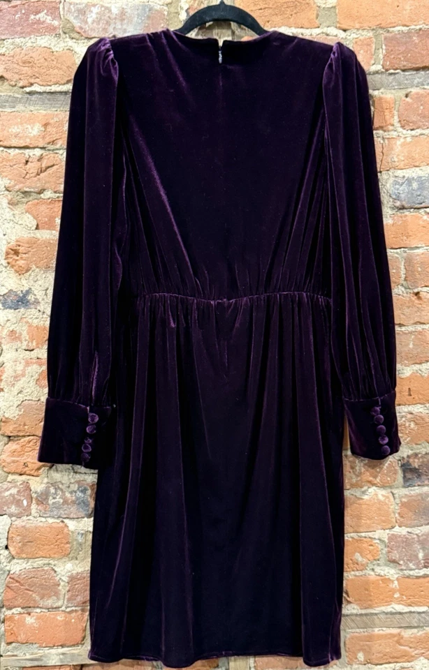Calvin Klein SZ 10 Velvet Button-Trimmed Surplice Dress - Image 4 of 4