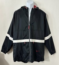 Vintage Men  s 90s Nike Black  Red Hooded Zip Windbreaker Jacket Size Large