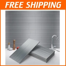 100-Piece Peel and Stick Stainless Steel Subway Backsplash - 12 Sq Ft Coverage