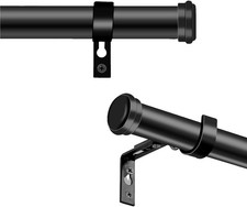 Curtain Rods for Windows 32-86 Inch, 1 Inch Adjustable Black Curtain Rod Set