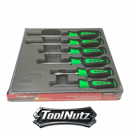 Snap-on Tools NEW SGDX60BG GREEN Soft Grip Combination Screwdriver Set USA - Foto 6 di 12