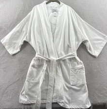 Cypress Robe Women’s Large White Belted Short Bathrobe Short Sleeve