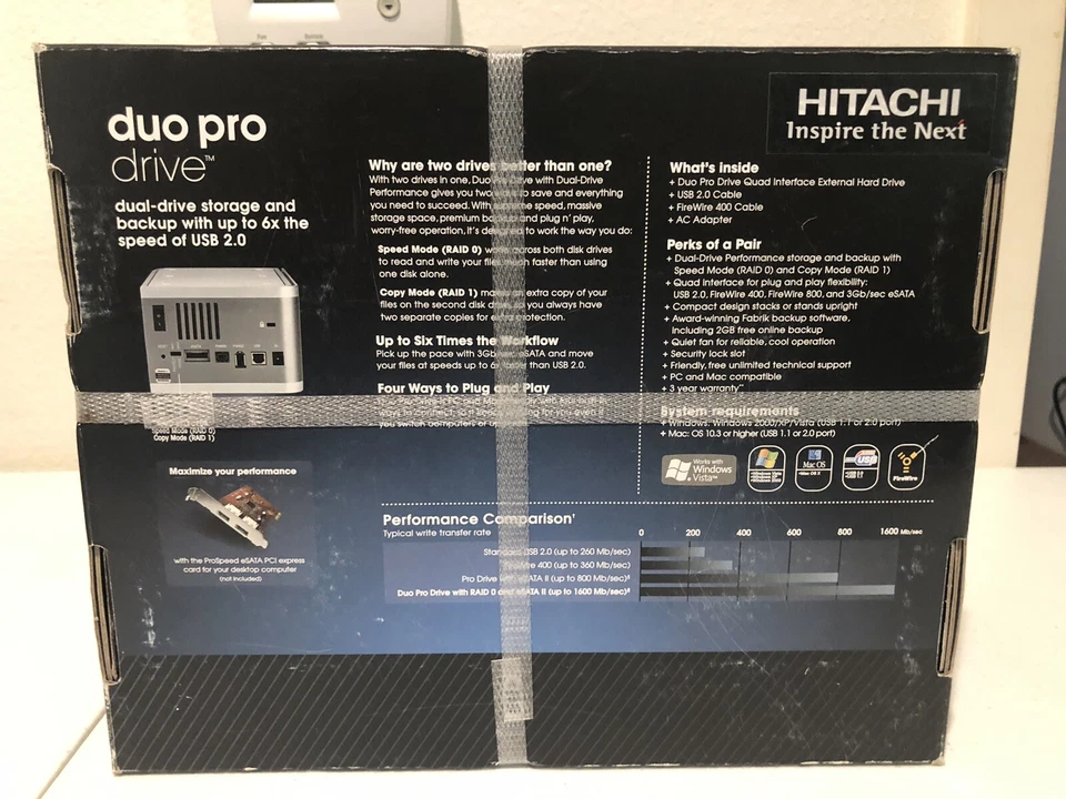 Hitachi 2TB Duo Pro Drive - Desktop External HD - Factory Sealed - Image 3 of 4