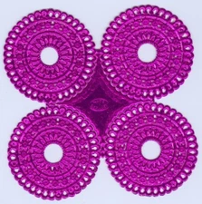 Scrap Diecut German Dresden Fuchsia Foil Paper Rosettes Victorian Crafts