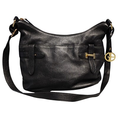 Giani Bernini Shoulder Bag Purse Womens Black Zip Closure Adjustable Strap 