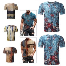 Men Gym Slim Fit Shirt Casual Summer Short Sleeve Muscle Tee T Shirt Blouse Tops