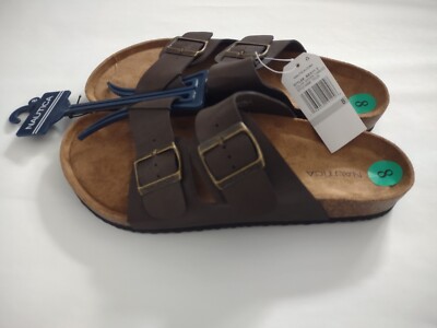 Nautica Men Double Buckle Sandal Size STYLE BE011-3 Brown TUMBLED 🆕 