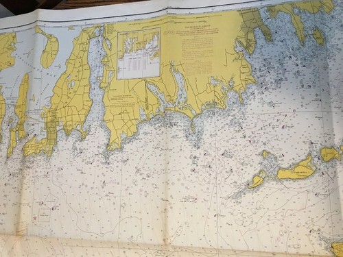 "Mapa gráfico náutico vintage de Martha's Vineyard to Block Island 1970, 36"" X 44""" - Imagen 5 de 12