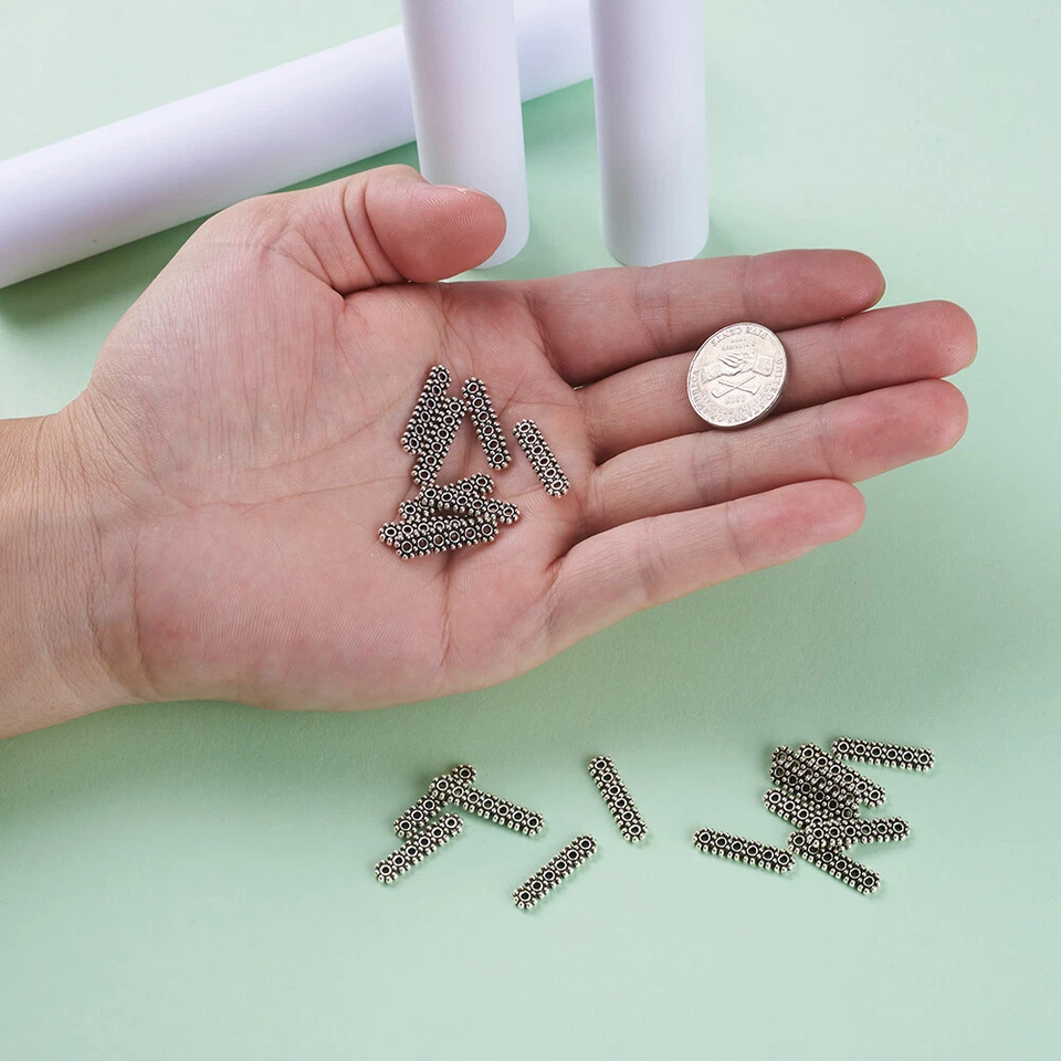 50xBarras espaciadoras de plata tibetana de 6 agujeros para hacer joyas rectángulo sin níquel 20x5 mm Foto 3 de 4