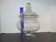 Antique Lg Hand Blown Glass Apothecary Jar Snow Globe Counter Jar w/ Lid