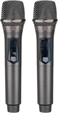 Ricevitore Microfono Portatile Senza Fili Ricaricabile UHF Confezione da 2 Microfoni Wireless