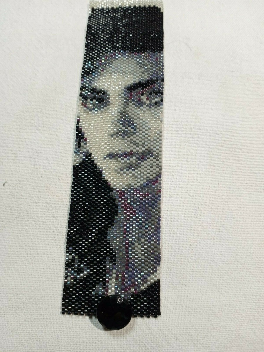 MICHAEL JACKSON HAND BEADED BY SELLER DELICA SEED BEADS BLACK