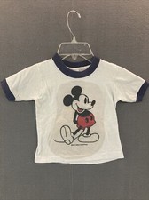 Vtg Mickey Mouse Disney Boys Ringer Youth Graphic T Shirt SZ S 2-4