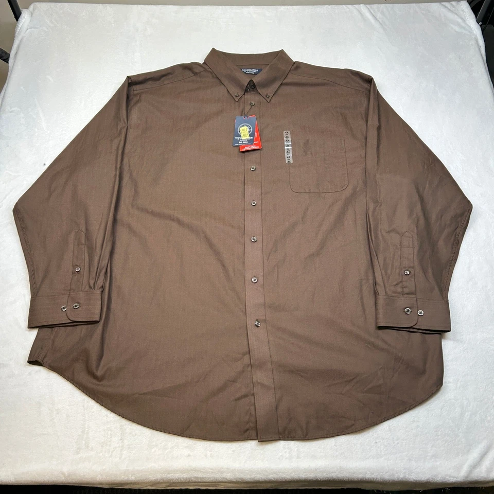 Roundtree & Yorke Easy Care Shirt Mens 4XL Brown Wrinkle Resistant Button Up NEW - Image 2 of 4