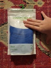 NEW NIP Calvin Klein Cotton boys 2 pack of crew neck tee shirts white blue 4 5