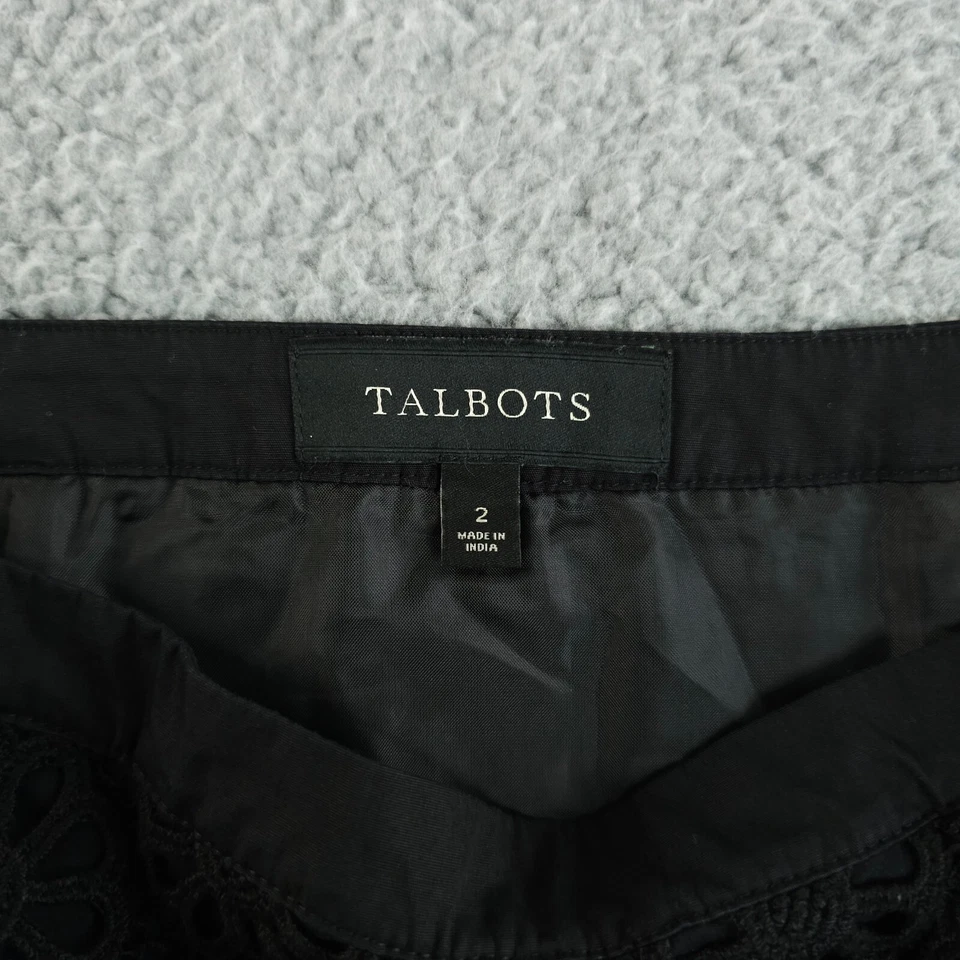 Saia Talbots Feminina 2 Preta Floral Renda Laser Crochê Forrado Lápis Joelho Carreira - Imagem 3 de 4