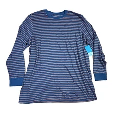 The Foundry Big Tall Supply Co T-Shirt Mens 2XL Long Sleeve Nany Orange Striped