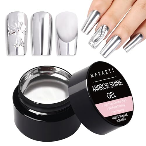 8ml Mirror Shine Metallic Silver UV LED Gel Polish