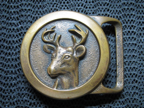 TECH ETHER GUILD DEER BRASS HIPPIE BELT BUCKLE! VINTAGE! RARE! 1978!