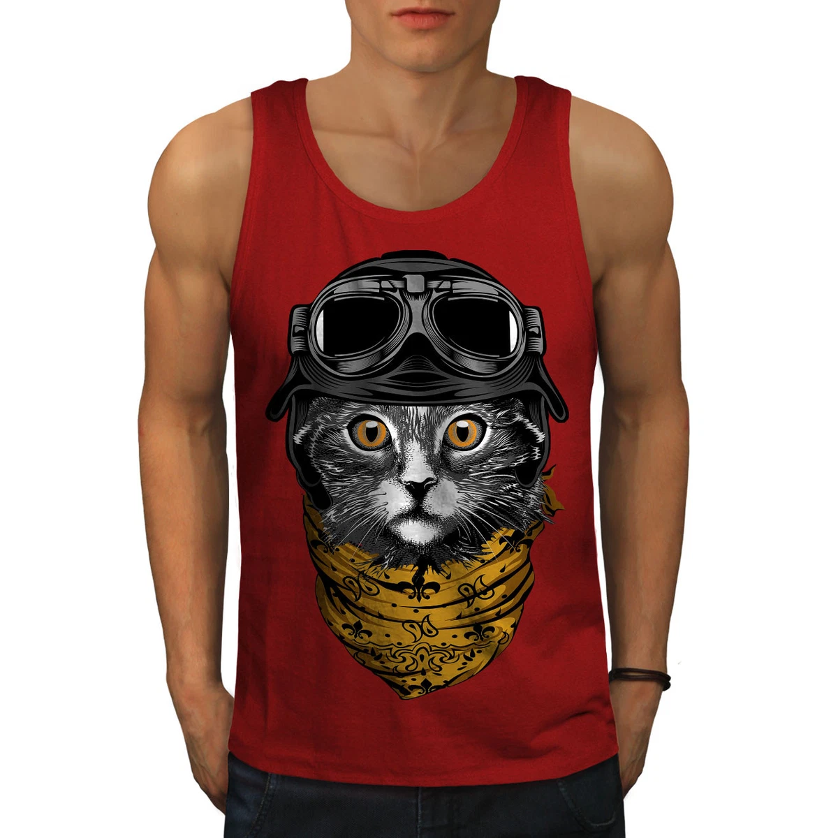 Mens cat cheap tank top