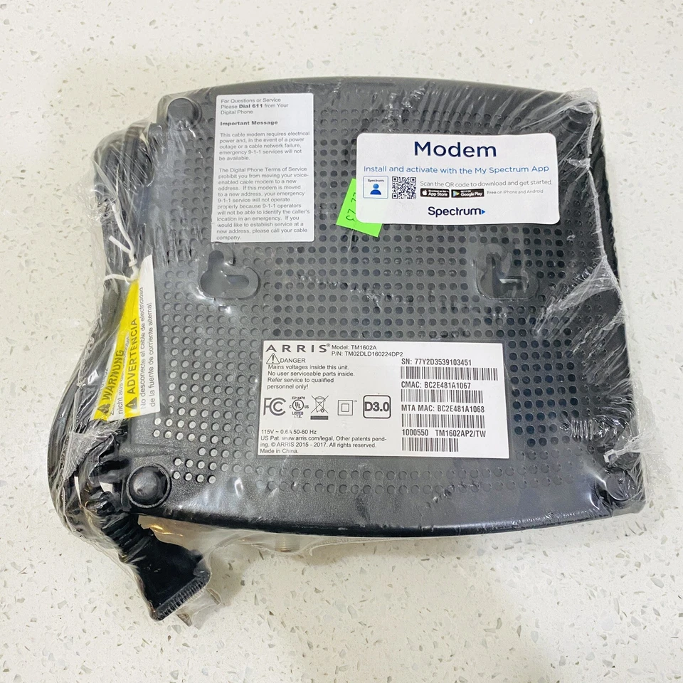 🔥NEW Arris TM1602A DOCSIS 3.0 Telephony Cable Modem Spectrum Touchstone Sealed - Image 2 of 4