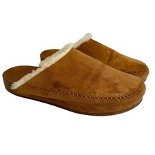 Jenni Kayne Womens 40 9.5 Brown Shearling-Lined Moc Clog Suede Mules Slip On