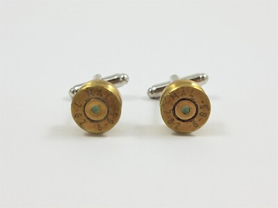 7.62x51 mm Ammo Cufflinks, Lapel Pin, Tie Bar and Earrings -- Bullet Veteran Gun