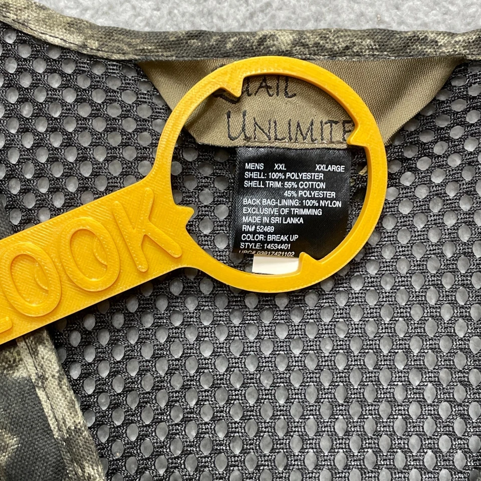 QUAIL UNLIMITED Camo Hunting Shooting Vest Mens 2XL Break Up Pockets Zippered - Image 3 of 4