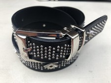 Men s Vtg Versace Medusa Studded/Diamond Leather Belt CU1788 Made In Italy 36/90