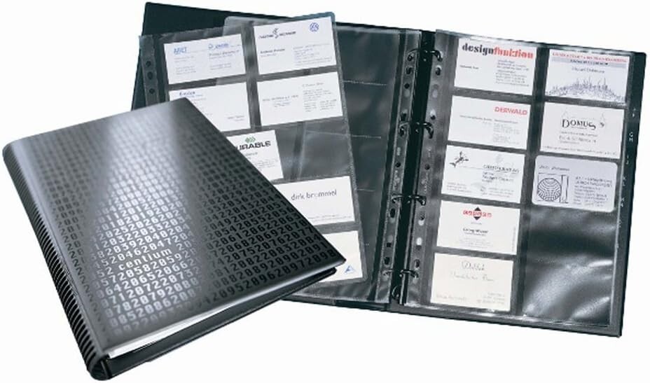Durable VISIFIX Centium A4 Business Card Album in Black - Holds Up To 400 Cards