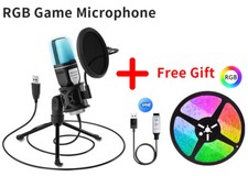 Microphone RGB Condensador Wire Gaming Mic for Podcast Recording Studio Streamin