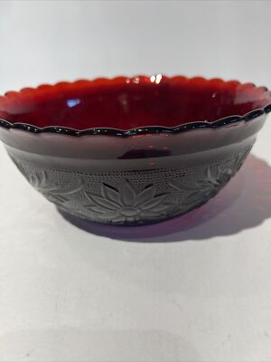 Anchor Hocking Glass Royal Ruby Red Sandwich 5in. Scalloped Edge Serving Bowl
