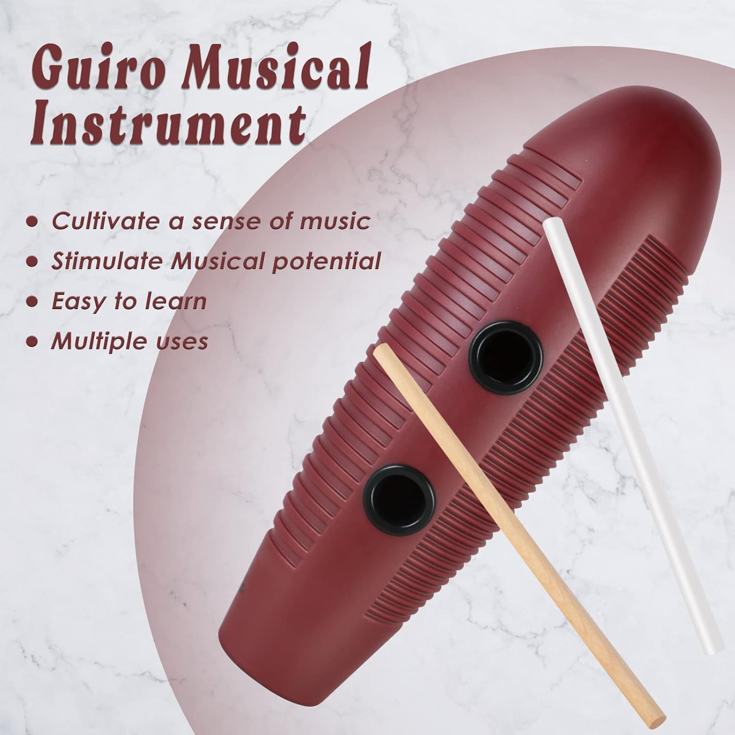 Guiro Instrument 3.9x13 Fish Shaped Latin Percussion Instrument with 2 ...