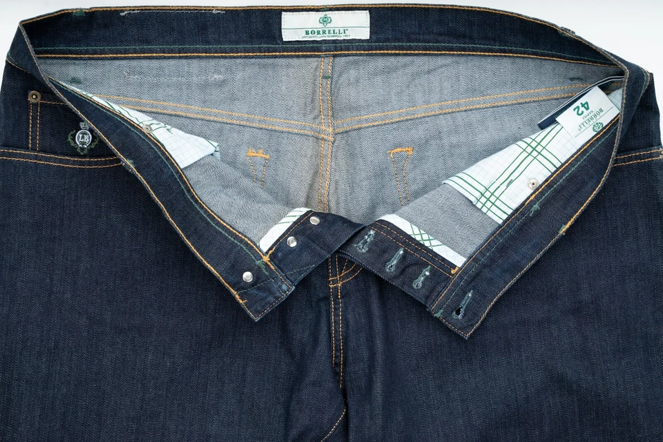 LUIGI BORRELLI синие джинсы хлопок регулярный темно стирка подходит джинсовой ткани коллекции 42 EU 58 - Изображение 4 из 4