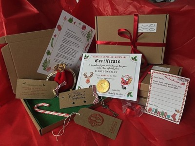 Weihnachtsmann Heiligabend Box personalisiert A5 Format Buchstabe Münze Schlüssel & Rentier SCHÖNES CER