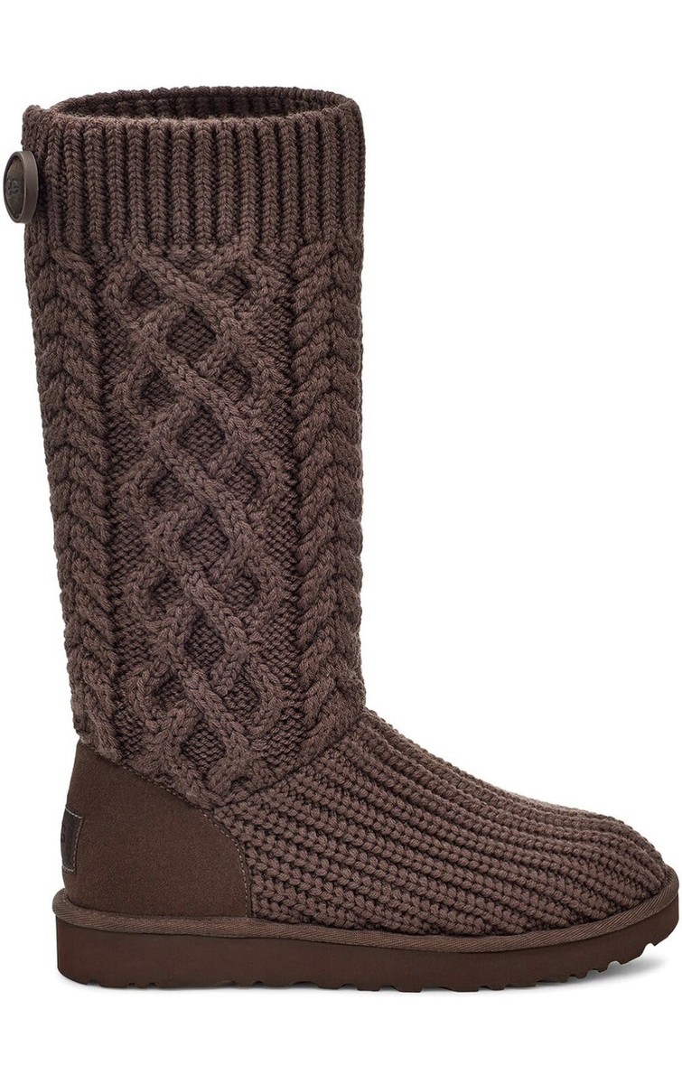 【大特価】UGG Classic Cardi Cabled Knit Tall ブーツ UGG CLASSIC CARDI CABLED KNIT BURNT CEDAR BROWN ZIP TALL