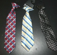 Boys Necktie Lot Tie 3 pc Blue Black Burgundy Wedding Church Dress Up  -L -=