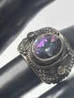 Vintage Mystic Topaz Sterling Ring Silver 925 Size 7 Gemstone Patina