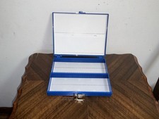 Lot of 10 Microscope Slide Storage Boxes 100 Place Empty Cases White Blue