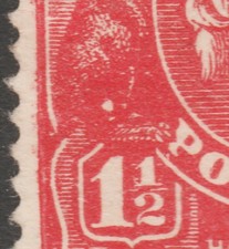 1924 KGV NO WATERMARK 1½d RED ERROR  WHITE FLAW ON KANGAROO 