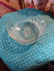 Vintage Diamond Point Arcoroc France Starburst Glass Serving Salad Fruit Bowl 9"