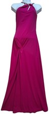 Vintage Blondie Nites Women Twist Waist Halter Y2K Maxi Dress Stretch Sz 3 Pink
