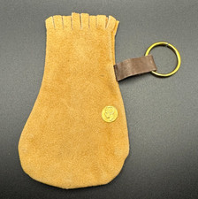 Vintage Genuine Leather Teardrop Coin Pouch with Ring Closer - Made in Spain