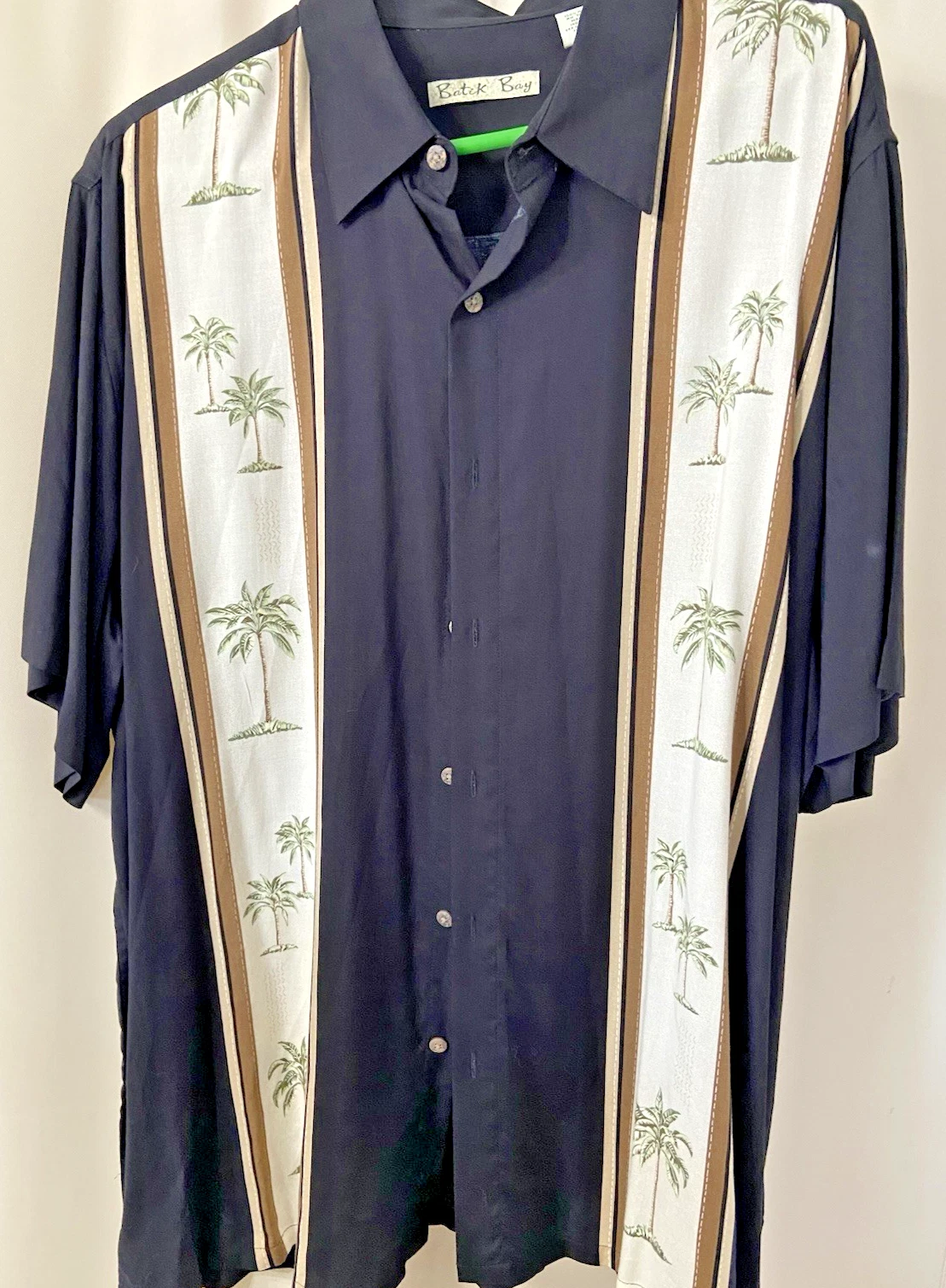 Short Sleeve Mens Button Up Batik Bay XL Palm Trees Hawaiian beach camp Shirt