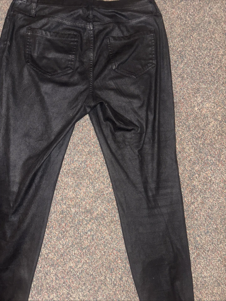 Pantalones negros de spandex de algodón poliéster talla mediana (8-10) Faded Glory para mujer D9 Foto 3 de 4