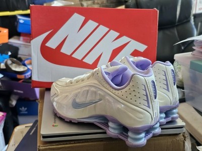 Nike Shox R4 (GS) White Purple Blue Sneakers Unisex Kids US 5Y Lace Up
