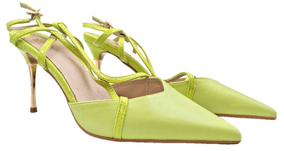MODA IN PELLE limettengrüne Riemchen Stiletto Heels spitz zulaufend UK4 UK6