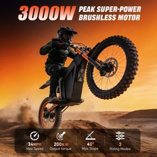 ELECTRIC MOTORCYCLE PEAK 3000W ELECTRIC DIRT BIKE 48V 21AH E-MOUTAINBIKE 55KM/H